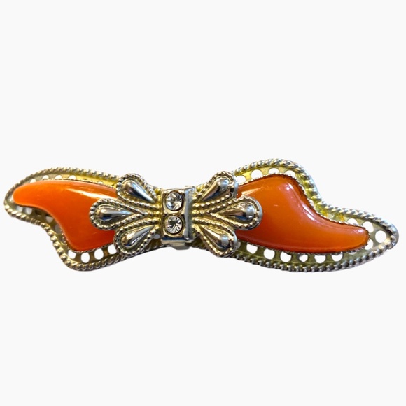 Silver Tone Vintage Style Bow Barrette Pair - Picture 3 of 5